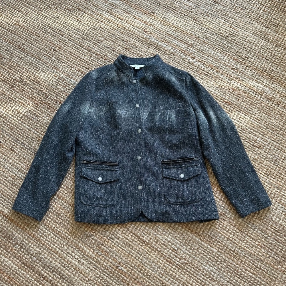 L.L. Bean Women’s Charcoal Snap-Front Wool Blend Jacket